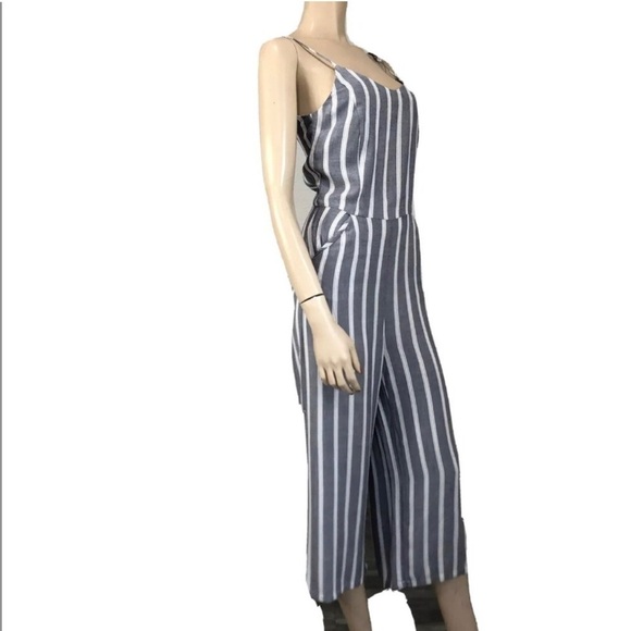 BELLE VERÉ sleeveless V-neck jumpsuit relax fit/stripe print minimalist - Picture 7 of 16